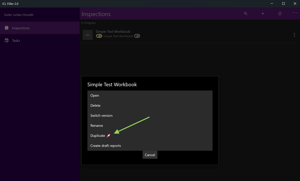 Test a draft version of a workbook | iCL Documentation