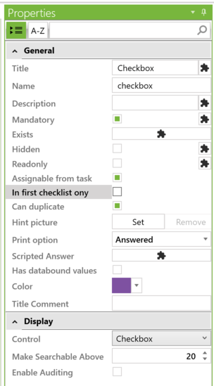 Fields Properties Textbox