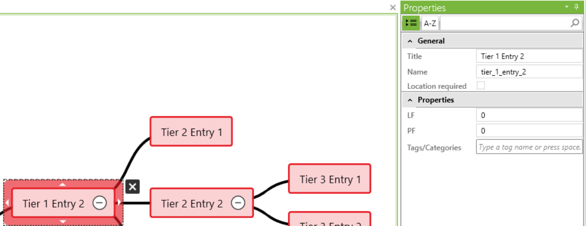 Findings node properties